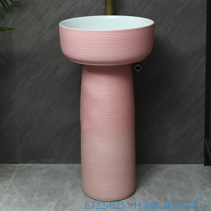 Good Quality Color Glazed Porcelain Bathroom Sink Luxurious Pedestal Wash Basin