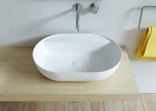 New Design China Style Wash Basin Solid Surface Artificial Stone Resin Wall-Hung Wash Basin Wash Basin with Counter Top