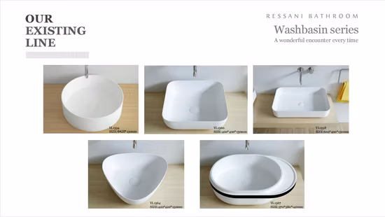 New Design China Style Wash Basin Solid Surface Artificial Stone Resin Wall-Hung Wash Basin Wash Basin with Counter Top