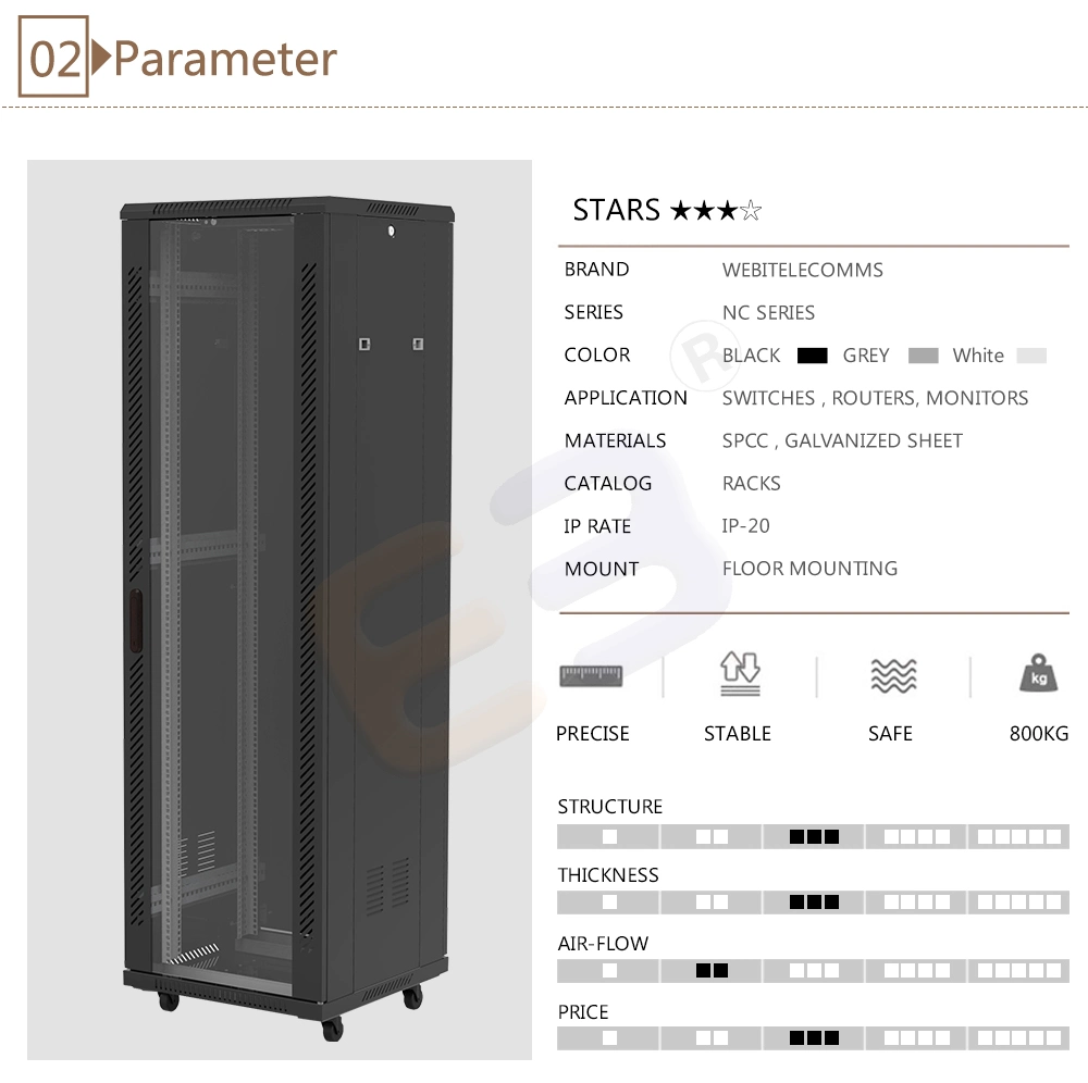 Floor Standing Server Rack Cabinet with Vented Door Frame