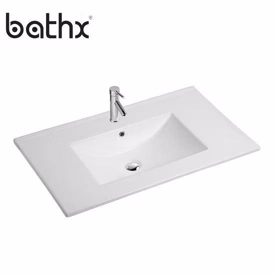 Modern Style Factory Supply White Color Bathroom Countertop Sink with Cabinet Unique