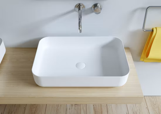 New Design China Style Wash Basin Solid Surface Artificial Stone Resin Wall-Hung Wash Basin Wash Basin with Counter Top