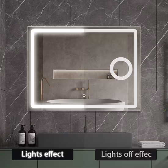 Ortonbath Front and Backlight, Stepless Dimmable Wall Mirrors with Anti-Fog, Shatter-Proof, Memory, 3 Colors, Double LED Vanity