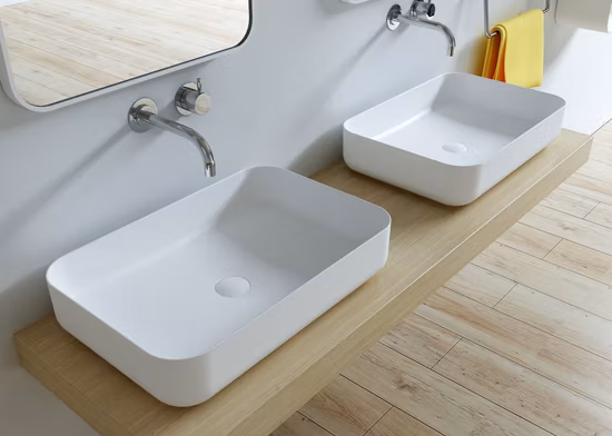 New Design China Style Wash Basin Solid Surface Artificial Stone Resin Wall-Hung Wash Basin Wash Basin with Counter Top