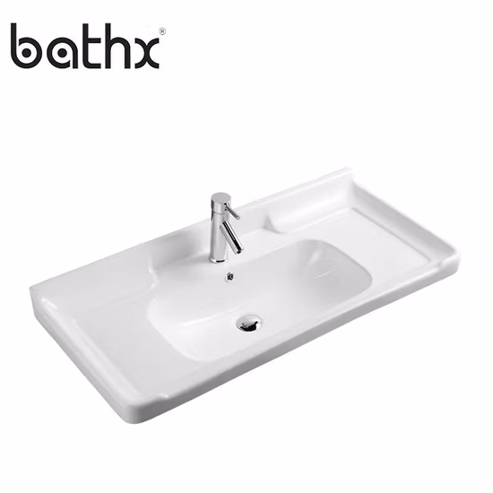 Modern Style Factory Supply White Color Bathroom Countertop Sink with Cabinet Unique