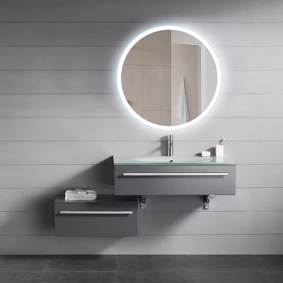 Jinghu Customized Oversized Wall Mount Bath Vanity Light up Mirror Rectangle Touch Screen Smart Bathroom Mirror LED