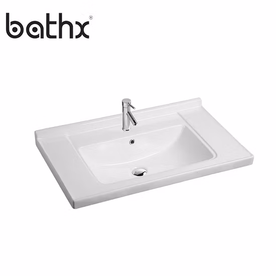 Modern Style Factory Supply White Color Bathroom Countertop Sink with Cabinet Unique
