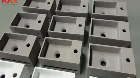Kkr中国工場卸売モダンな自立型純粋なアクリルコーリアン統合セメント洗面器、ドロップインカラーカウンタートップトイレ小さなシンク付き